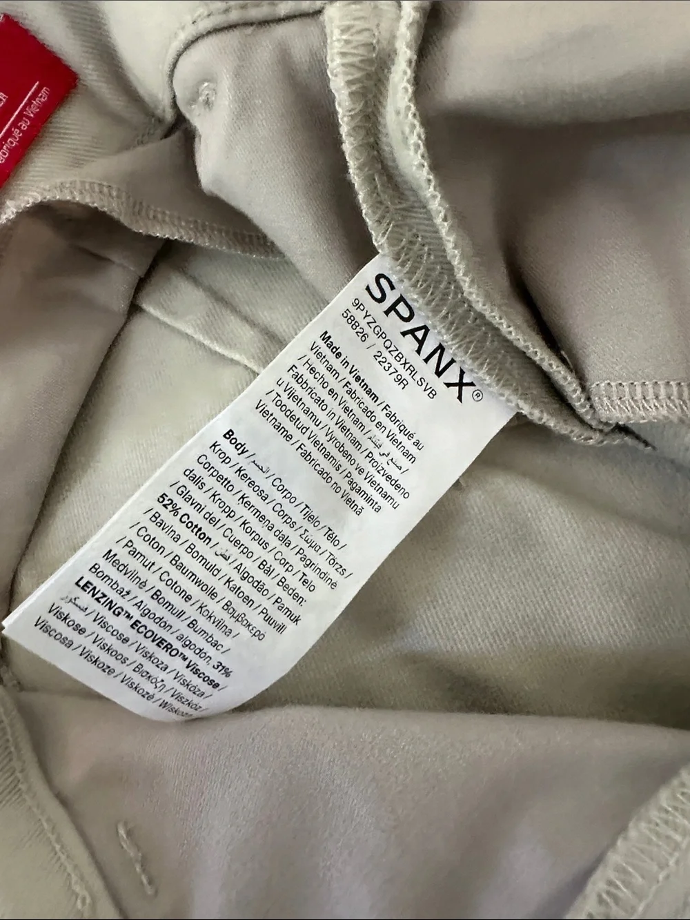 SPANX Stretch Twill Patch pocket Wide Leg High-Rise Pants in light khaki